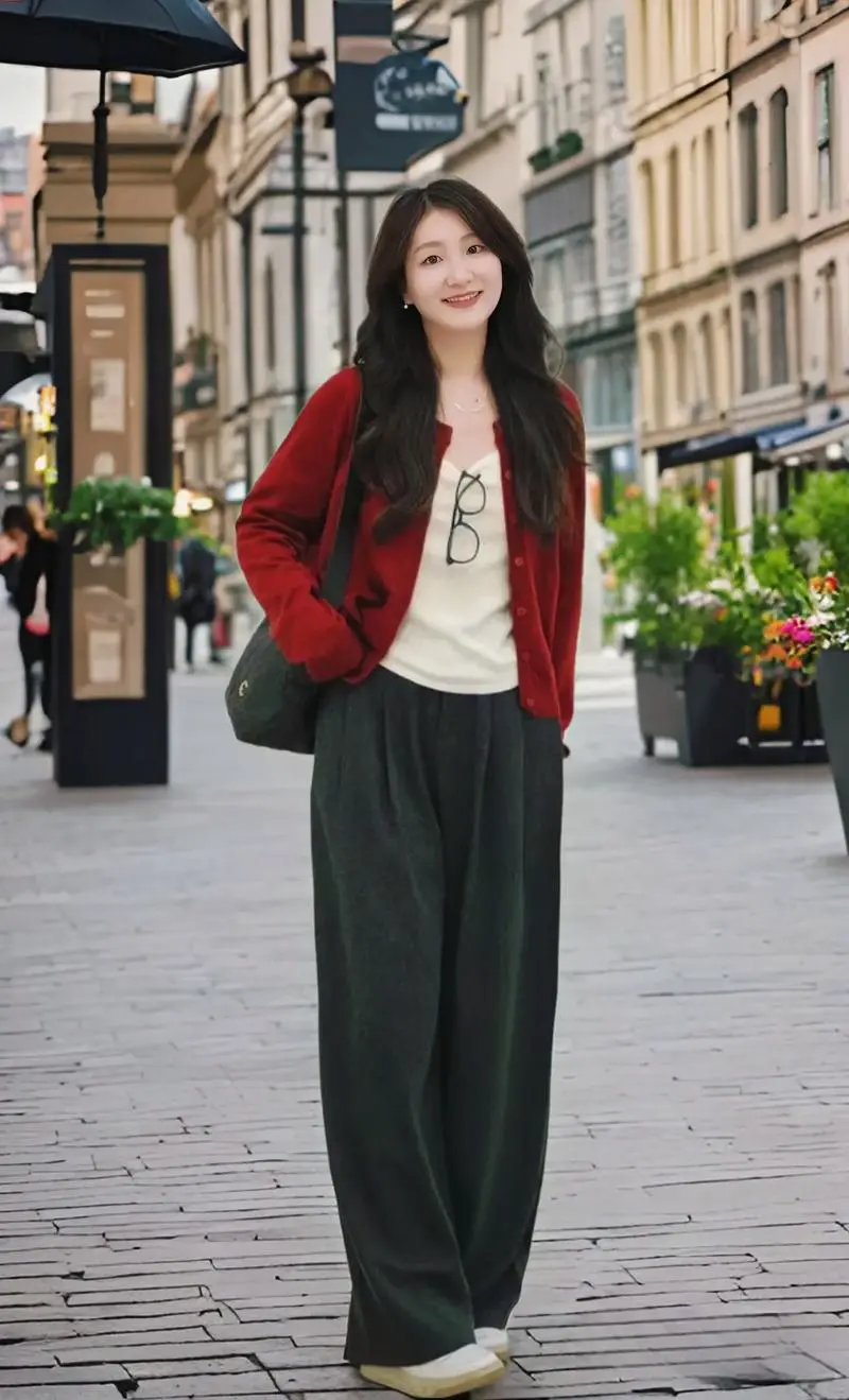 红短毛衣怎么搭配好看图片欣赏