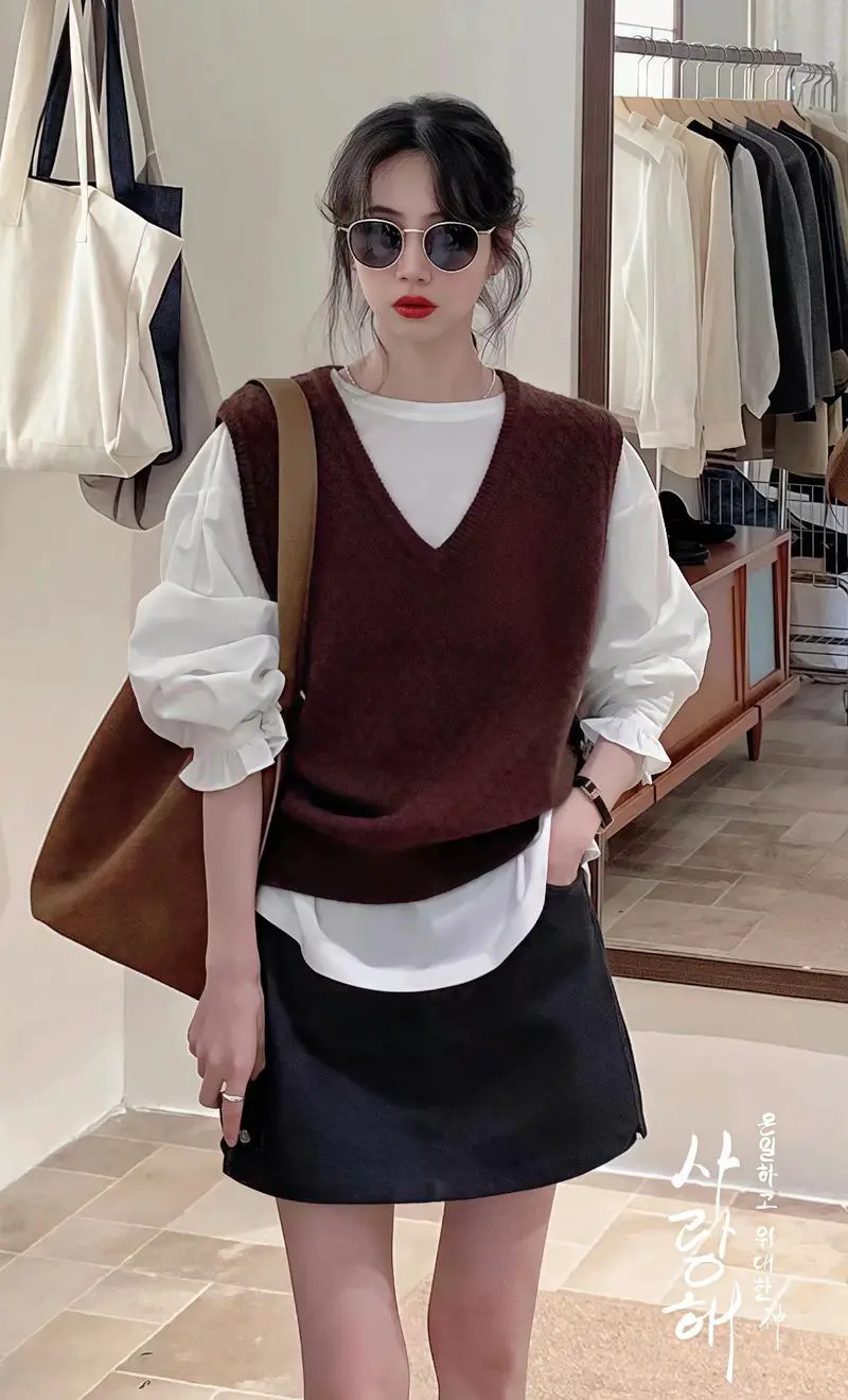 焦糖色马甲怎么搭配衣服