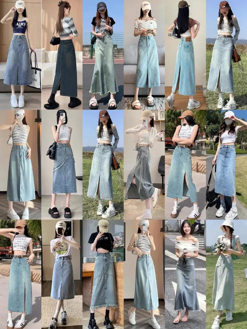 半身裙开叉口怎么搭配图片