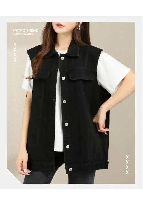 黑色牛仔马甲怎么搭配图片女