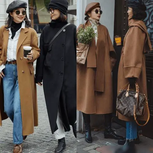 驼色棉大衣怎么搭配图片