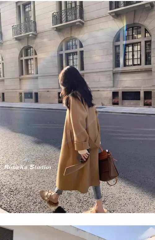 驼色棉大衣怎么搭配图片