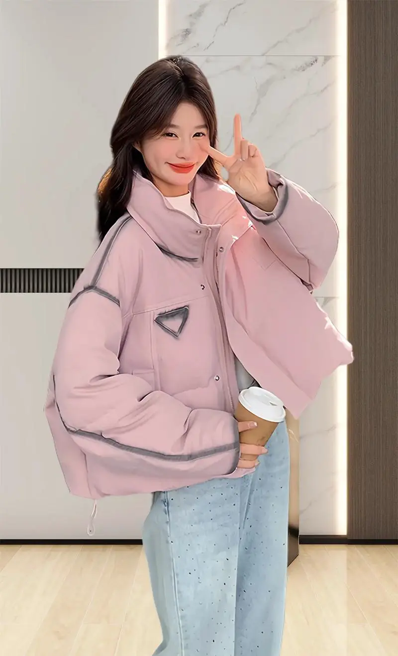 粉短羽绒服怎么搭配衣服好看图片