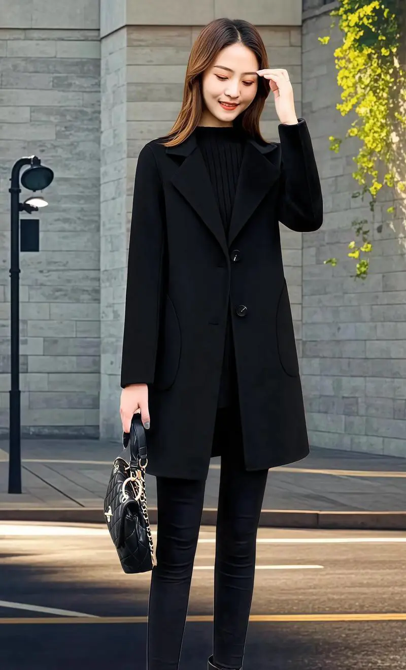 韩a版呢子大衣怎么搭配图片