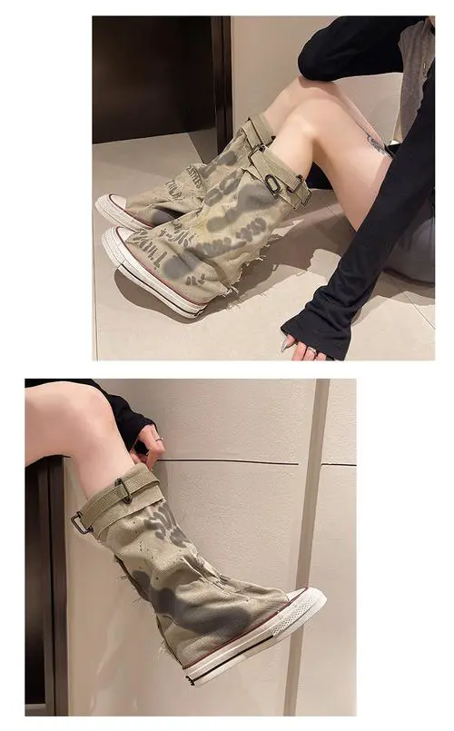 高筒帆布靴子怎么搭配