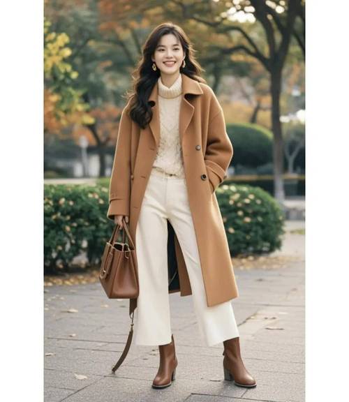 中长驼色大衣怎么搭配