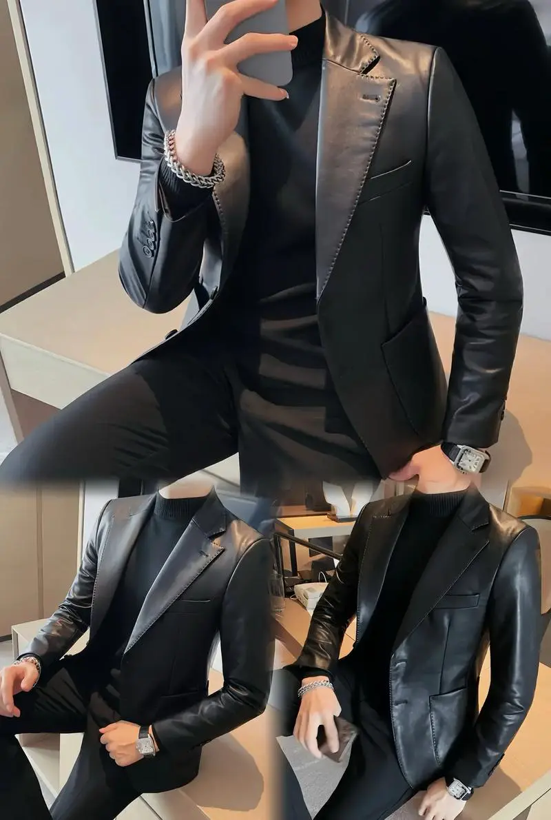 西服皮衣怎么搭配