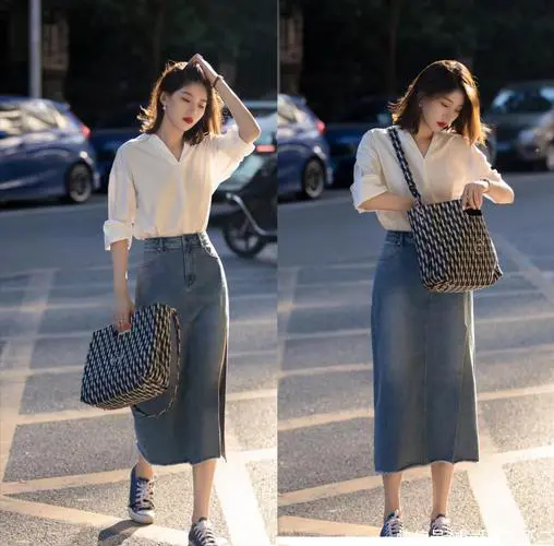 半身裙牛仔裙怎么搭配