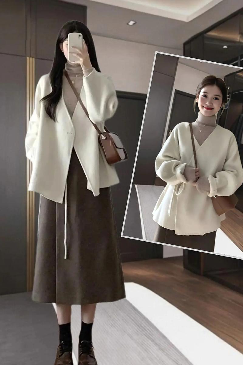 长款半身毛裙怎么搭配上衣