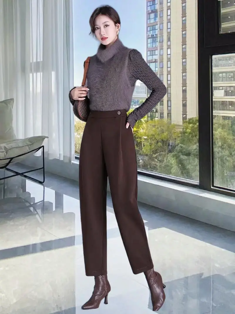 毛的哈伦裤怎么搭配什么外套好看吗