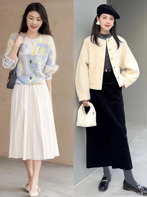 针织长款半身裙怎么搭配什么外套