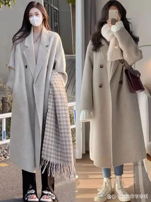 韩a版呢子大衣怎么搭配图片