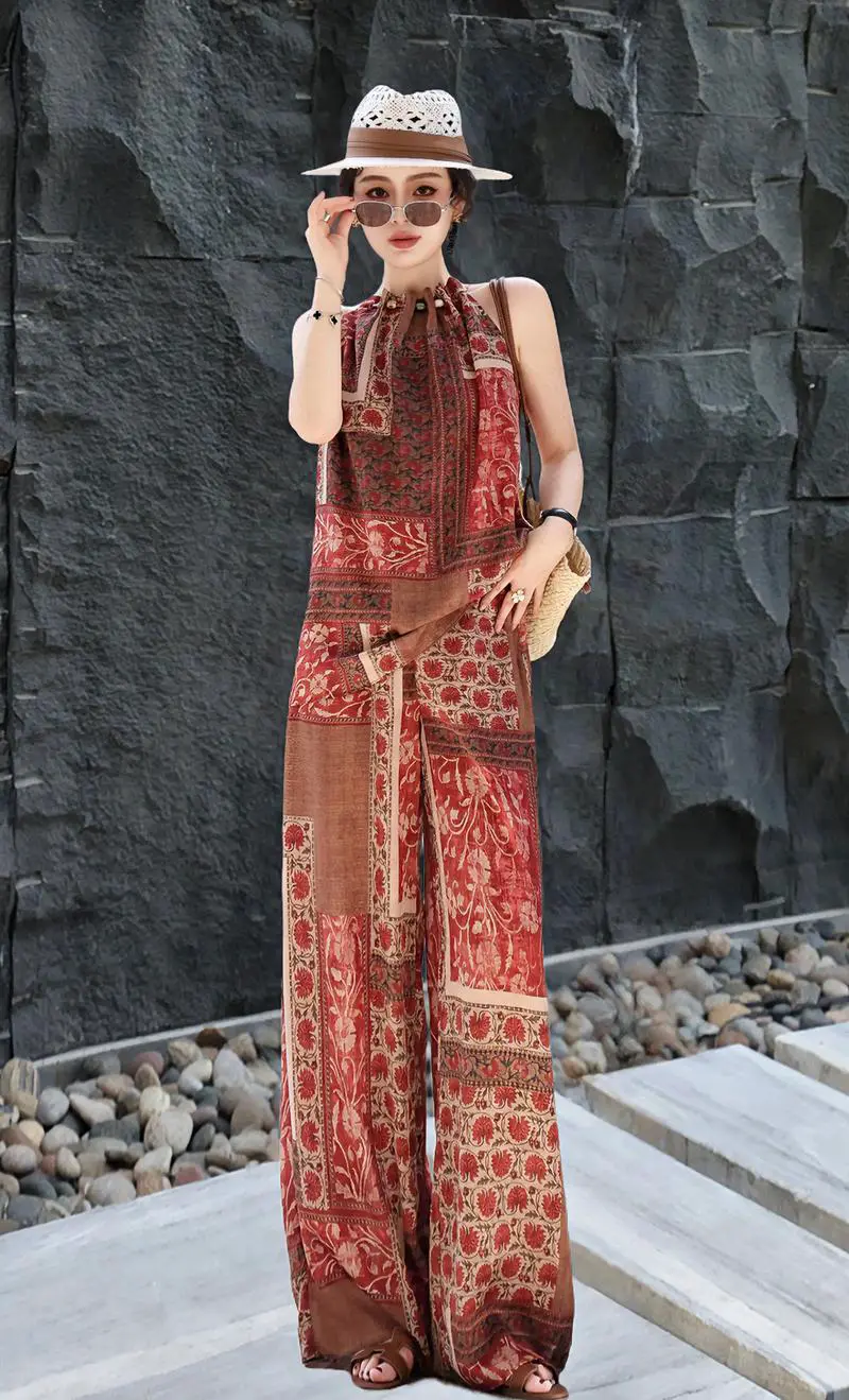 无袖碎花要怎么搭配