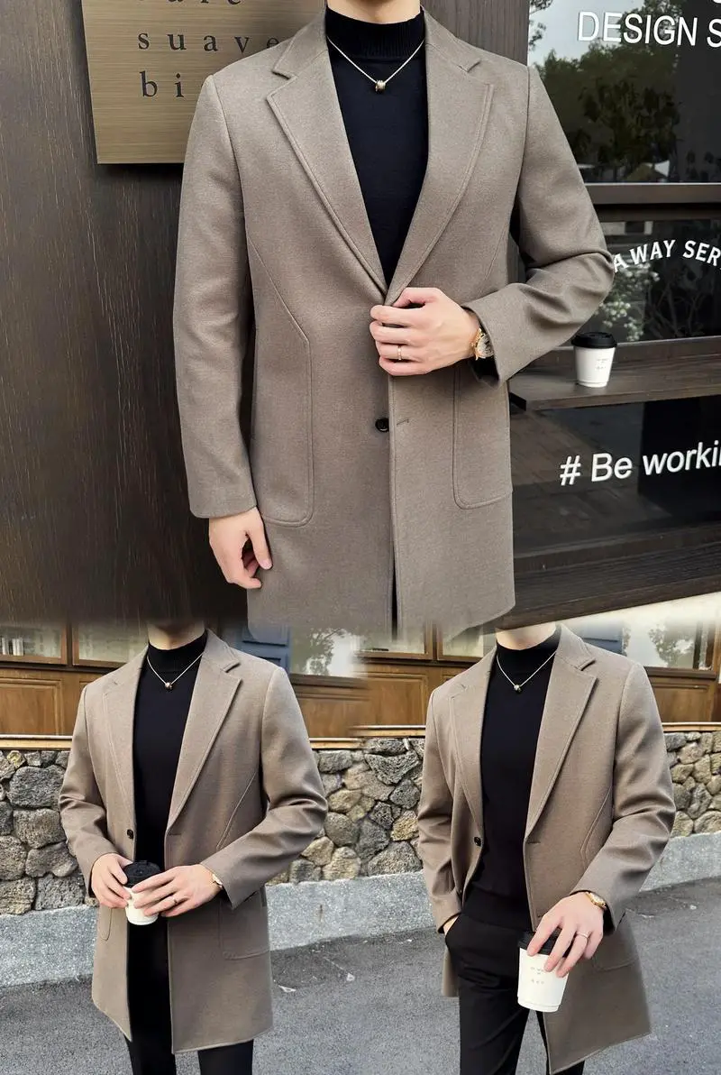 男士长款针织大衣怎么搭配