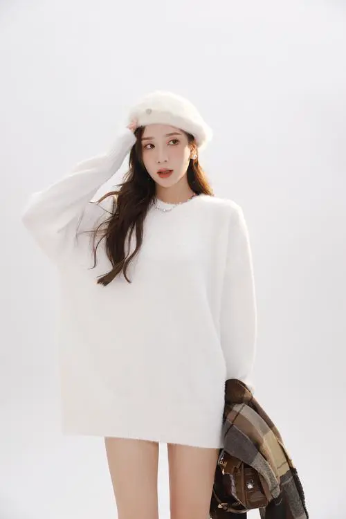 白色长款毛衣怎么搭配衣服好看图片大全