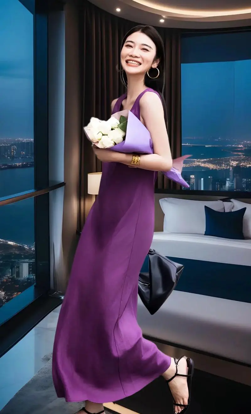 紫色紧身背心怎么搭配