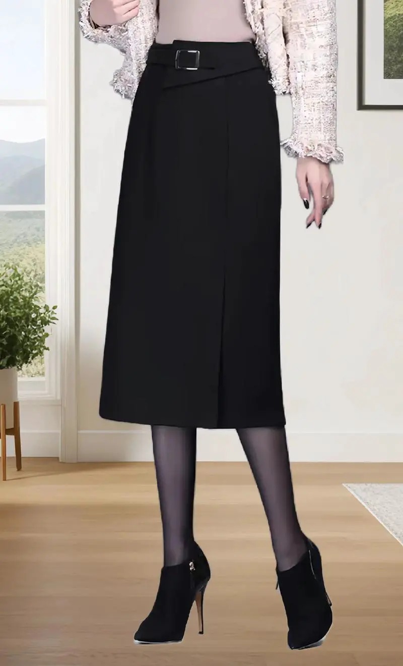 冬天黑色包臀半裙怎么搭配图片欣赏