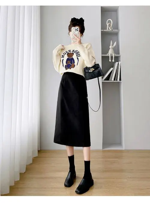 毛呢长半身裙怎么搭配