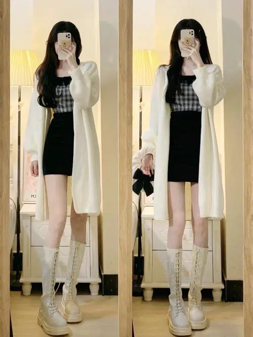 长白色毛衣怎么搭配外套