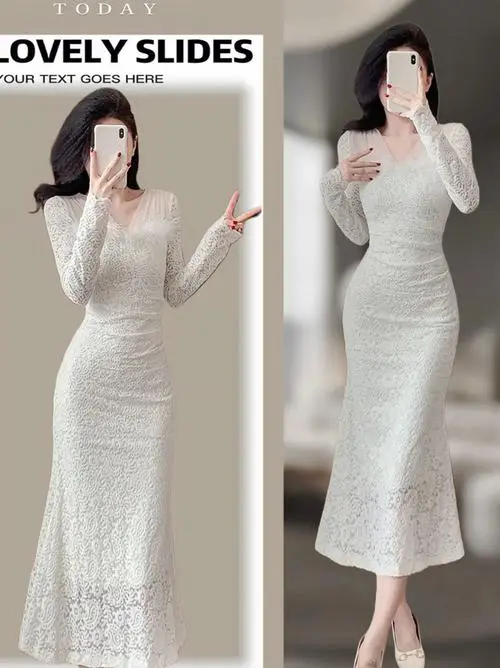 裙子秋冬蕾丝连衣裙怎么搭配