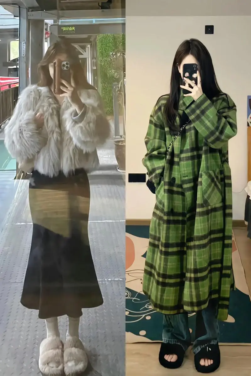 女款皮草中长外套怎么搭配什么裤子好看吗