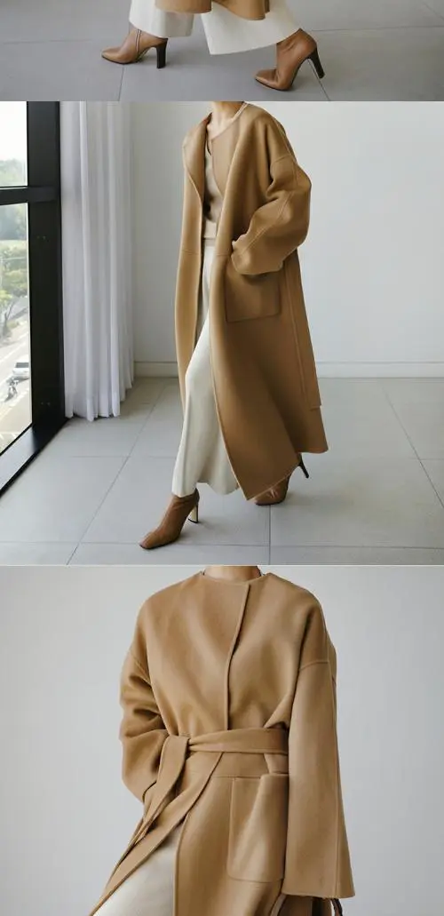 中长无领大衣怎么搭配图片