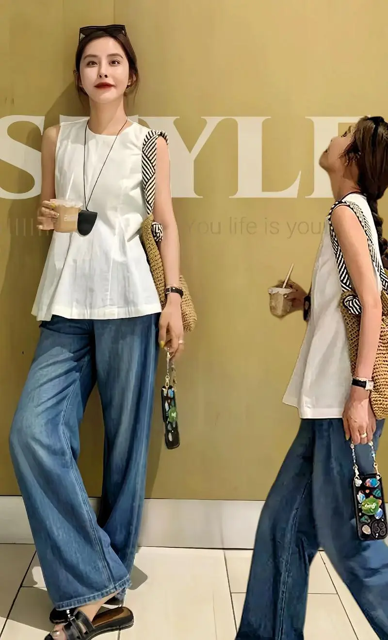 无领牛仔衬衫怎么搭配图片