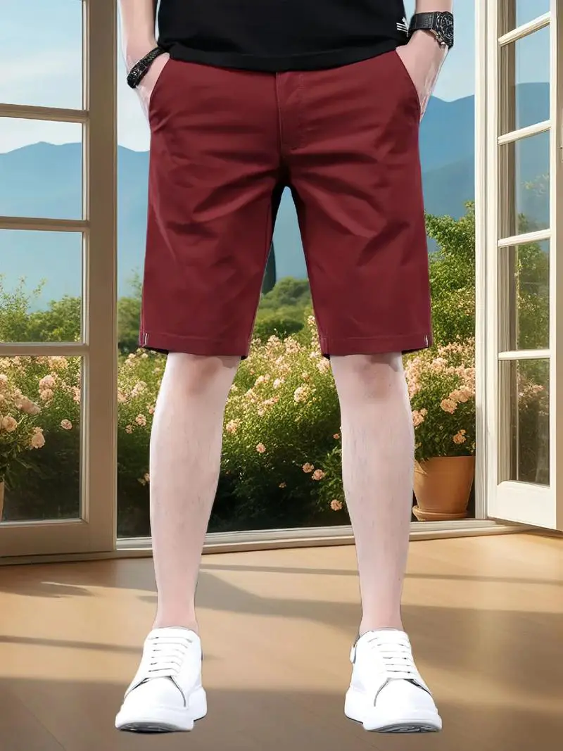 秋冬款酒红色短裤怎么搭配