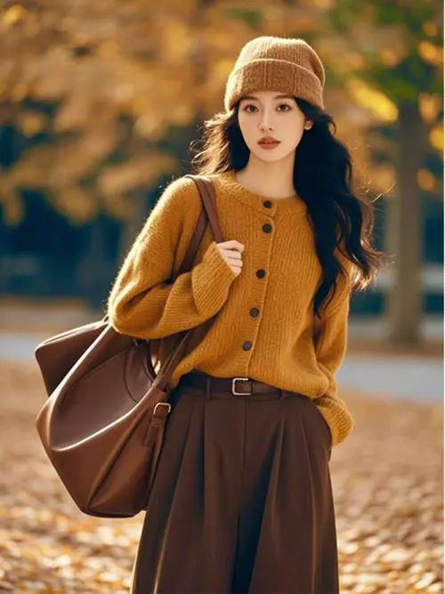 女士休闲韩版毛衣外套怎么搭配什么裤子