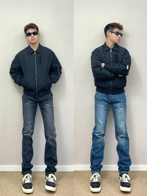 牛仔棒球服怎么搭配男