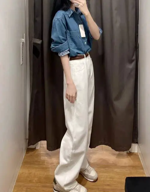长牛仔衬衣怎么搭配