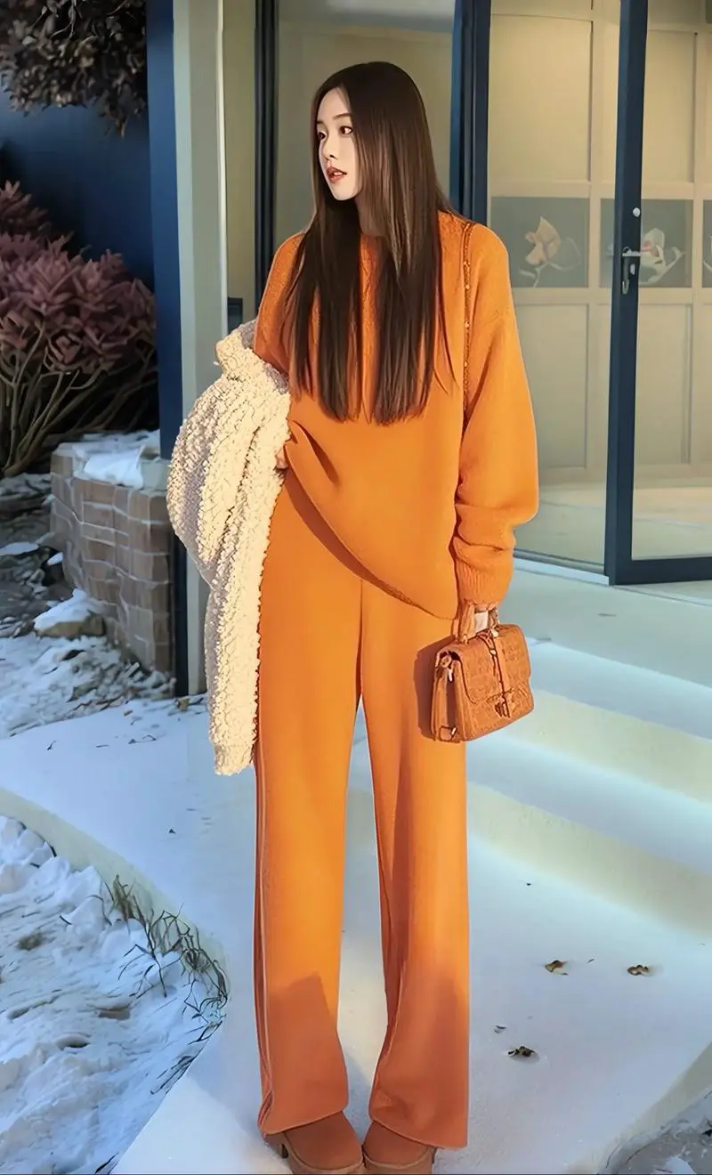 橙色毛衣配什么裤子