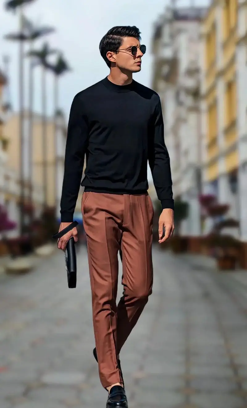 男士内穿毛衣怎么搭配什么裤子图片大全