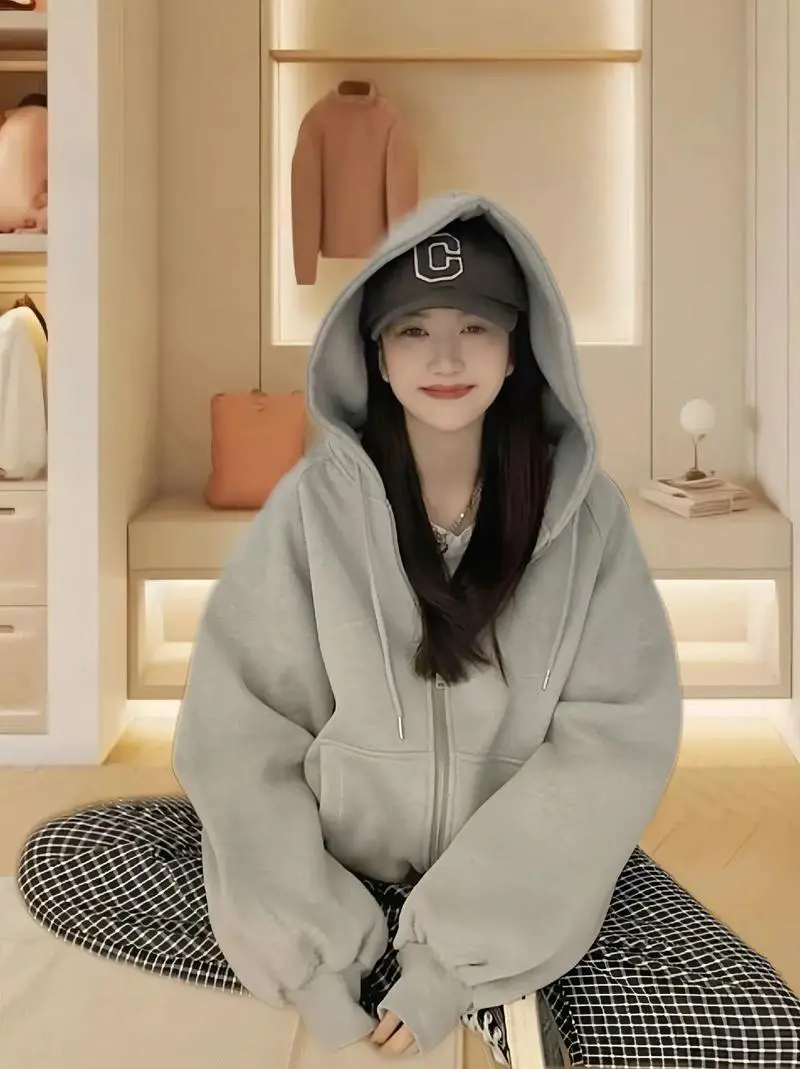 中长款女开衫卫衣怎么搭配