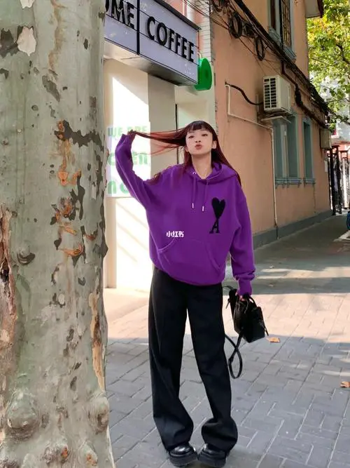 韩版紫色长款毛衣怎么搭配什么裤子好看图片大全