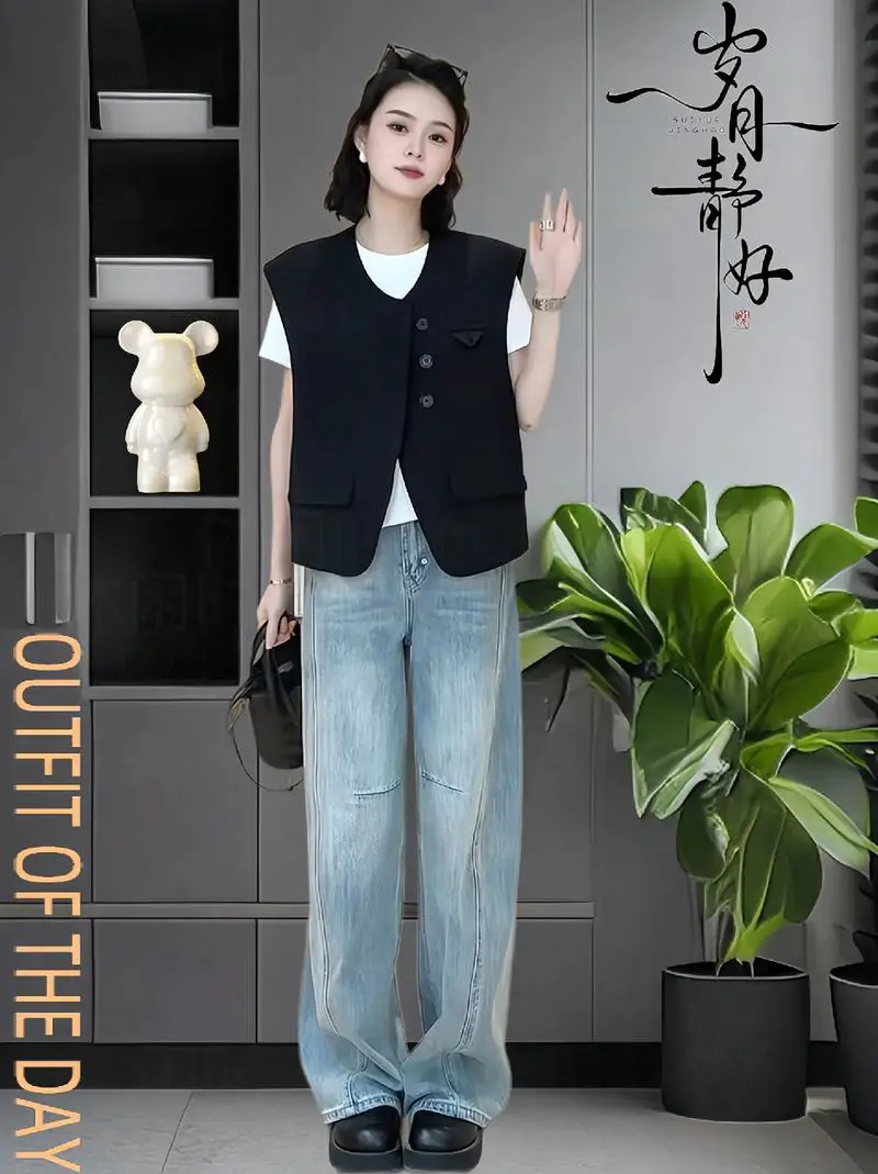 女士西装马甲外套怎么搭配什么裤子好看图片大全