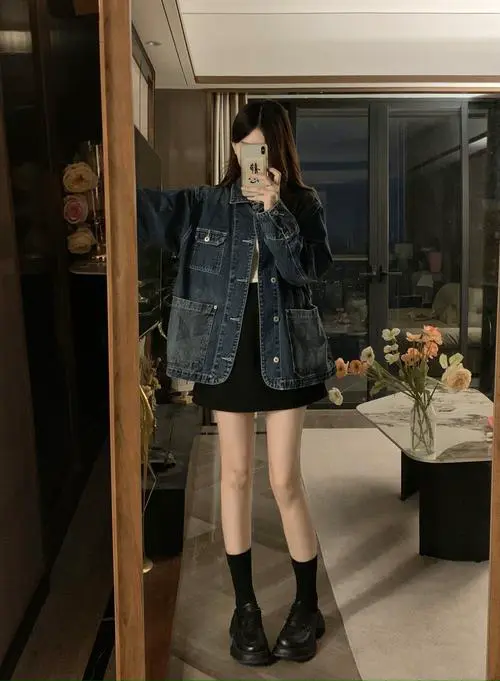 深牛仔衣怎么搭配图片