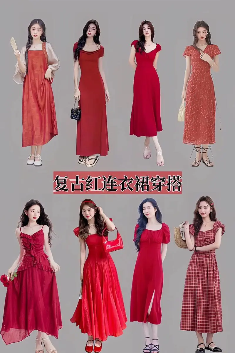红色连衣怎么搭配