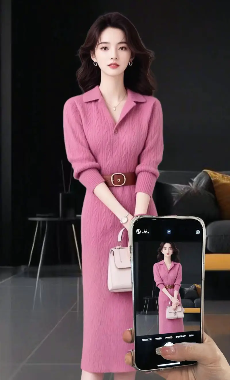 粉色毛衣怎么搭配裙子