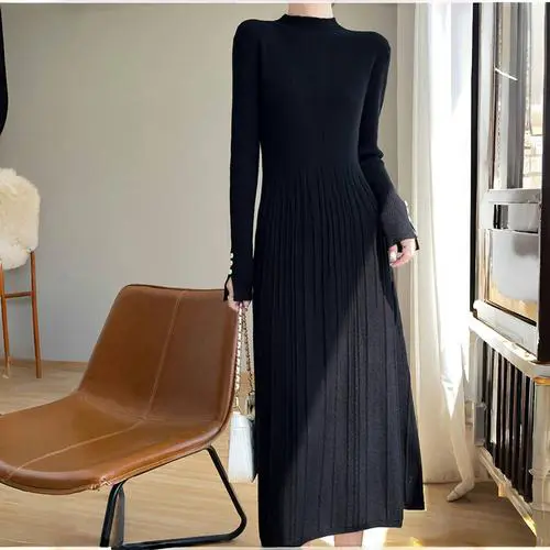 长款毛连衣裙怎么搭配