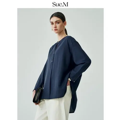 无领衬衫怎么搭配图片