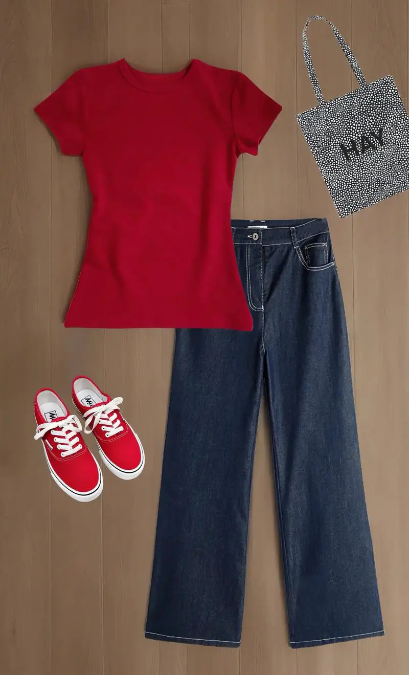 红体恤配什么裤子