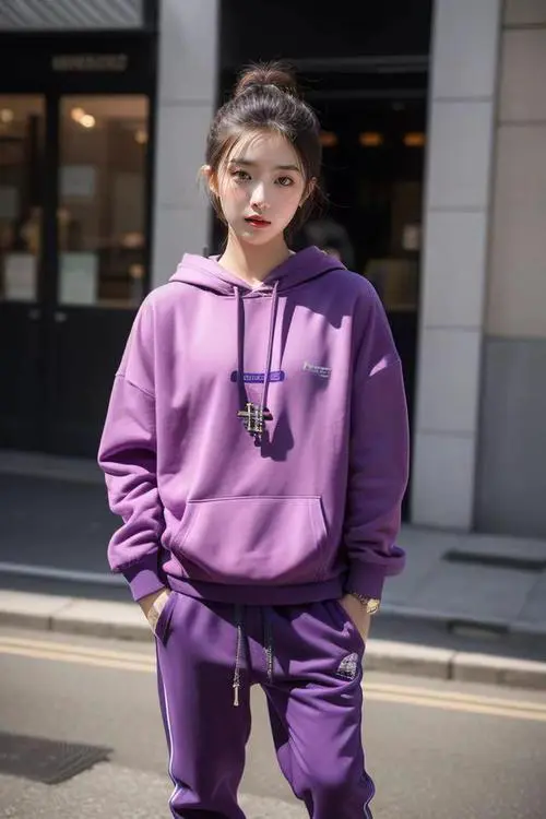 紫色卫衣怎么搭配图片