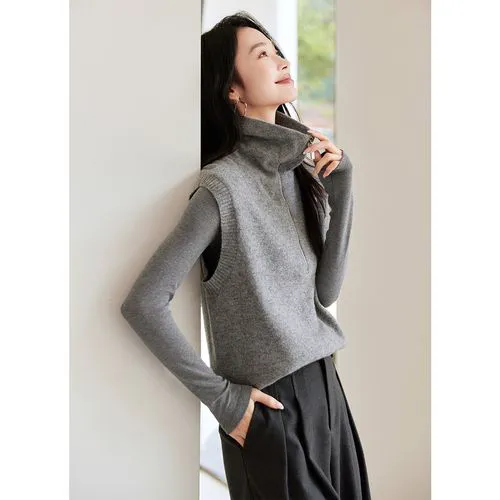 高领毛衣背心怎么搭配图