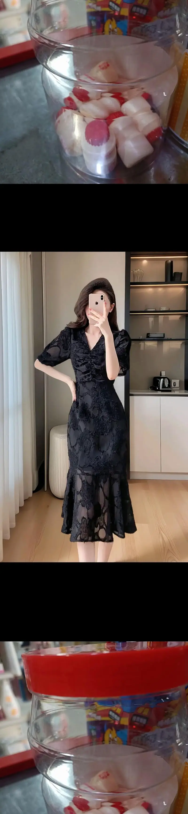 蕾丝修身长裙怎么搭配图片