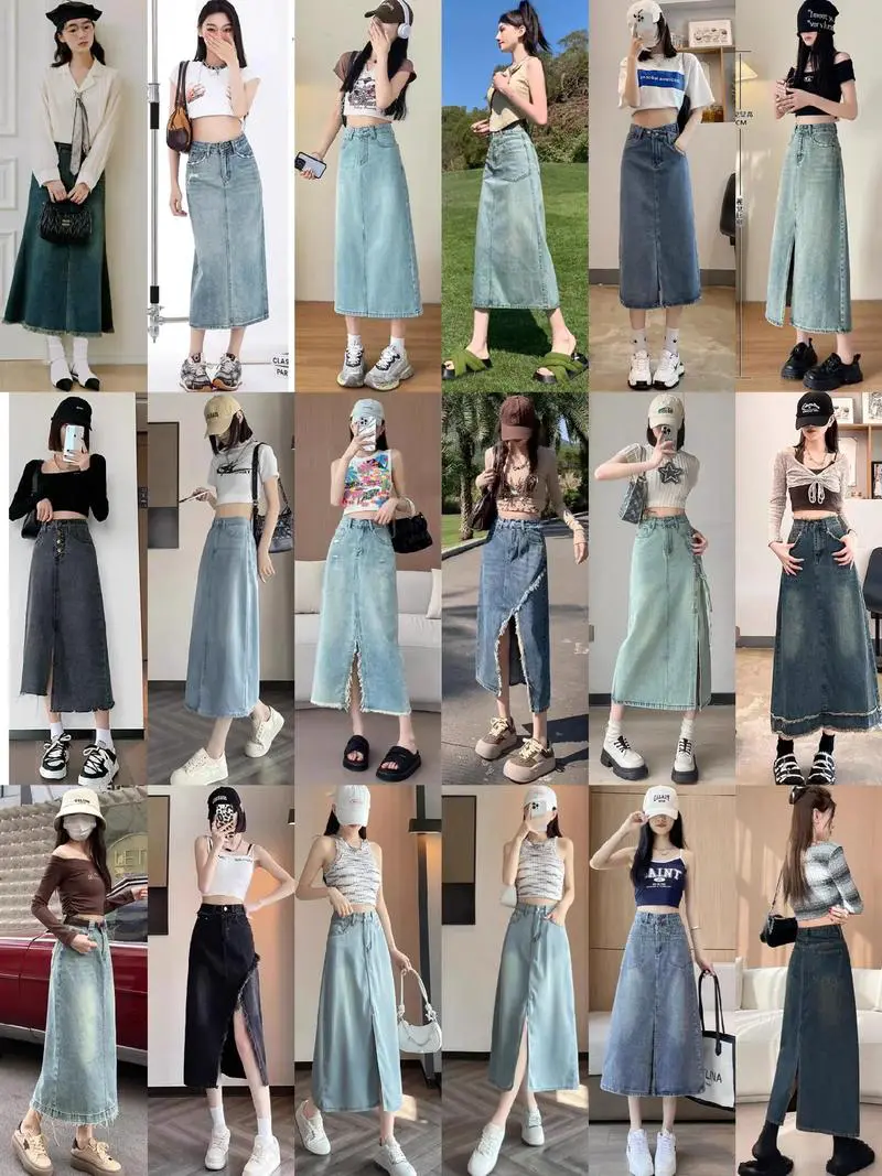 半身裙开叉口怎么搭配图片