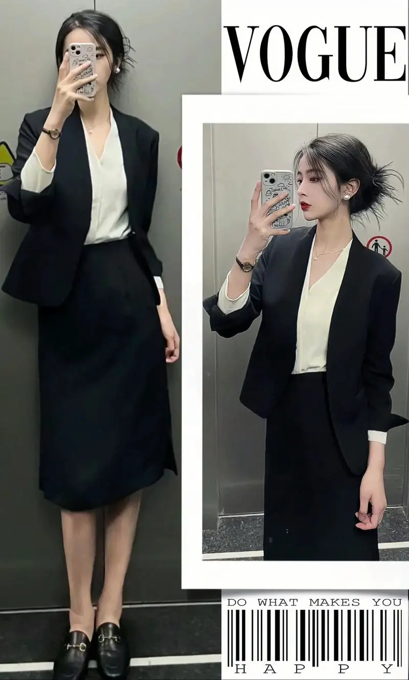 女士黑色的小西装怎么搭配图片