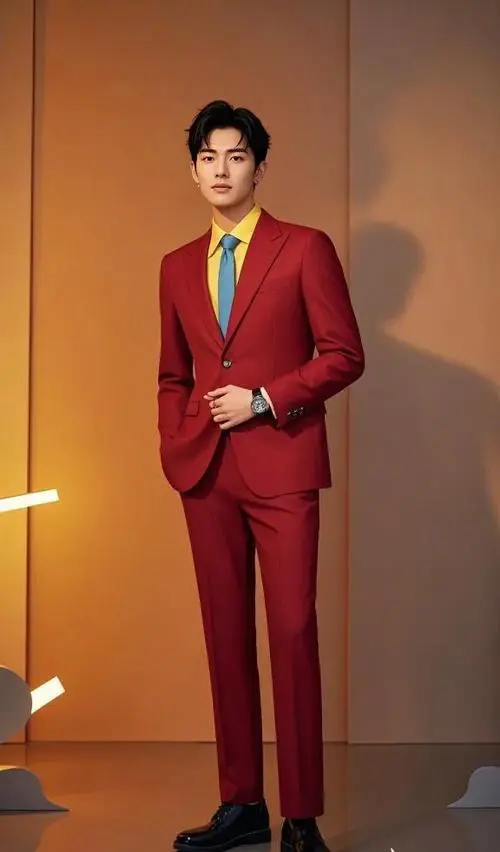 男红西装怎么搭配