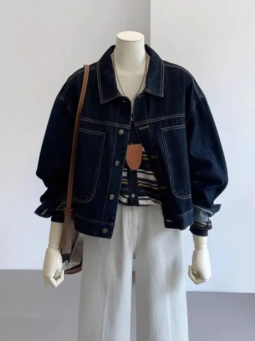 深牛仔衣怎么搭配图片