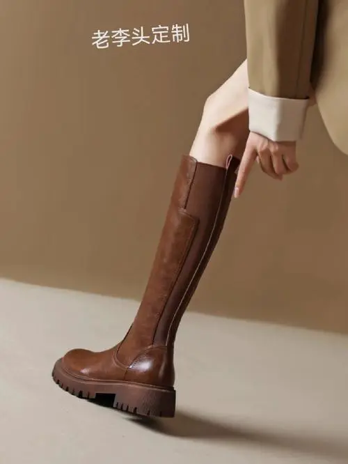 棕色长靴怎么搭配图片